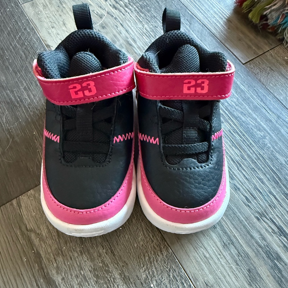 Kids Pink and Black Jordans